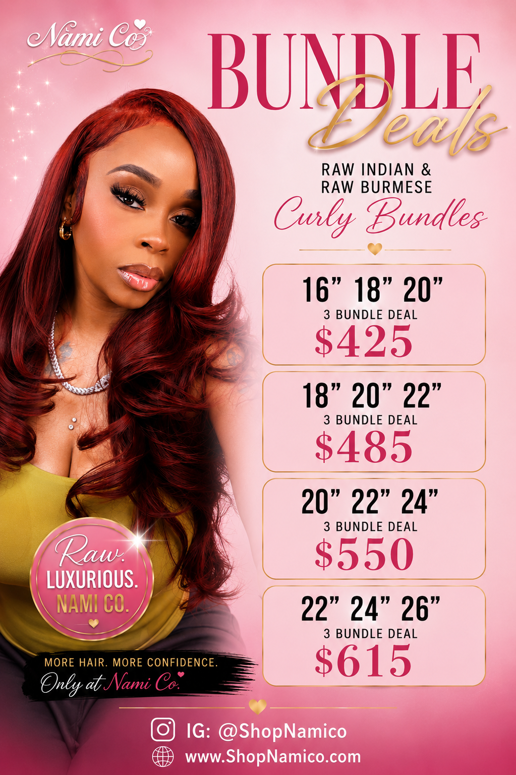 Nami co. Raw Curly 3 Bundle Deal